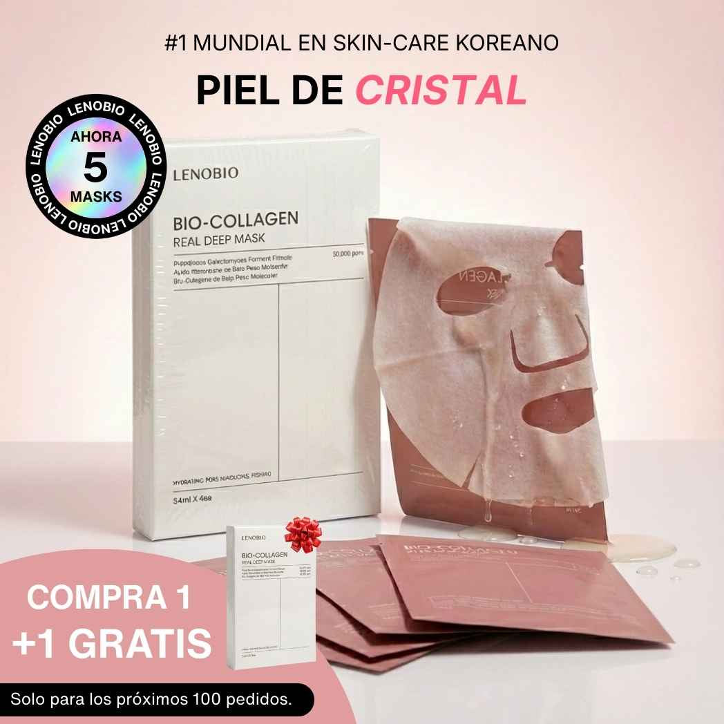Efecto Koreano Piel de Cristal | Mascarillas Bio-Colágeno (5 ud.)